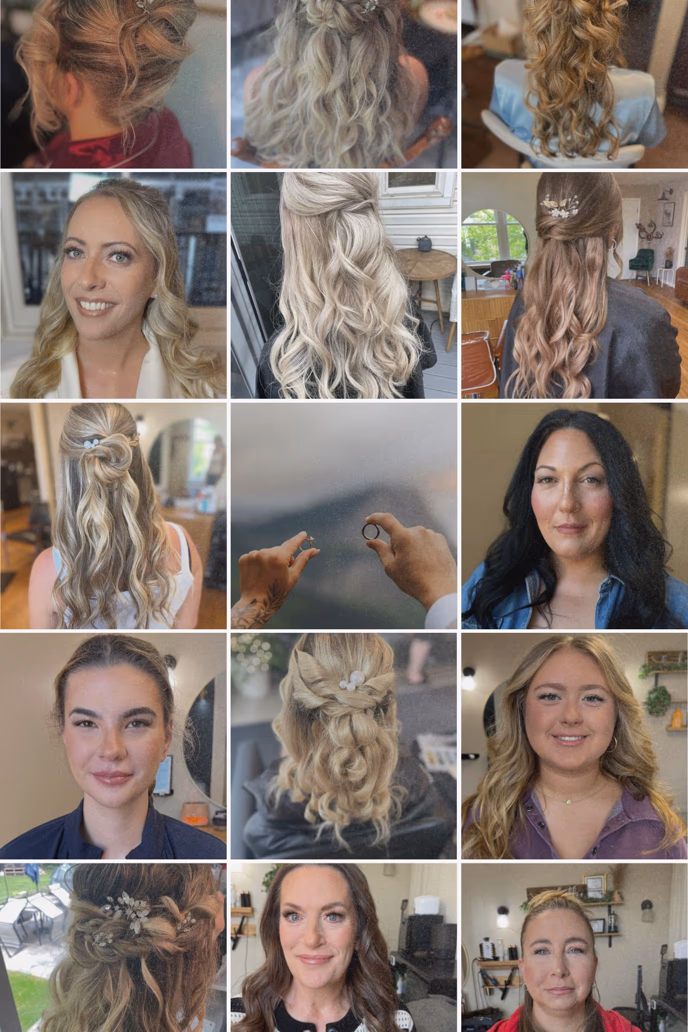A collage of recent bridal work at Fringe Beauty Studio
